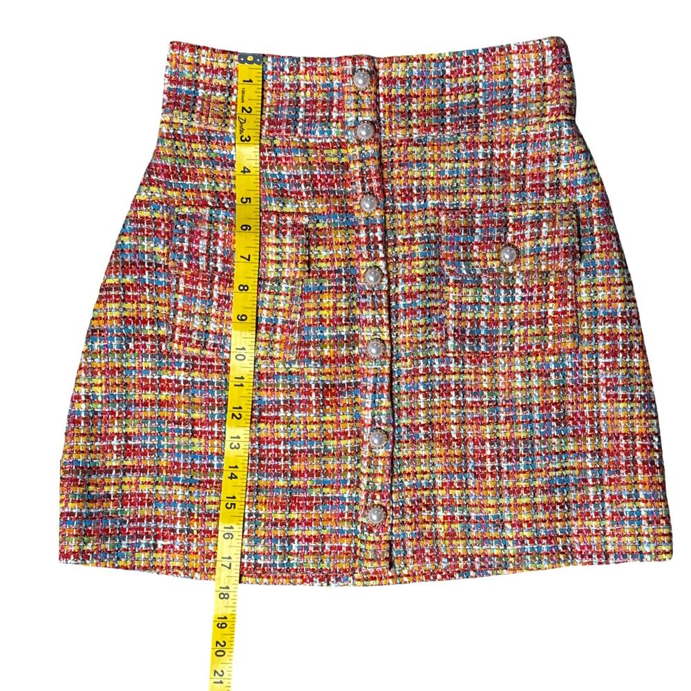 Song Of Style Lyric Mini Skirt Womens Small Rainbow Tweed Pearl Button - Picture 10 of 10